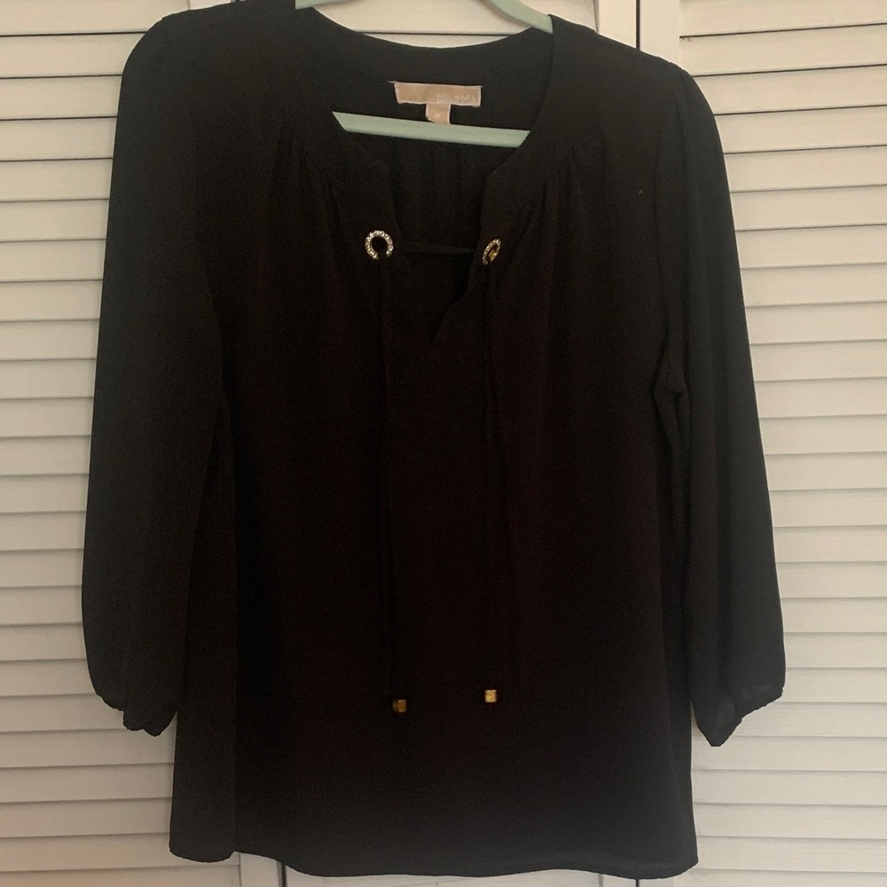MICHAEL Michael Kors Black Blouse with Gold Accents